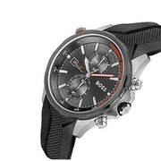 Hugo Boss Globetrotter Chronograph Grey Dial Black Silicone Strap Watch for Men - 1513931