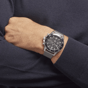 Hugo Boss Admiral Chronograph Black Dial Silver Mesh Bracelet Watch for Men - 1513904