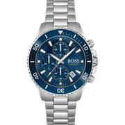 Hugo Boss Admiral Chronograph Blue Dial Silver Steel Strap Watch for Men - 1513907