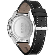 Hugo Boss Allure Chronograph Black Dial Black Leather Strap Watch for Men - 1513920
