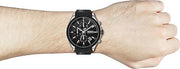 Hugo Boss Velocity Chronograph Black Dial Black Leather Strap Watch for Men - 1513716