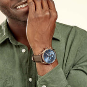 Hugo Boss Champion Chronograph Blue Dial Brown Leather Strap Watch for Men - 1513817