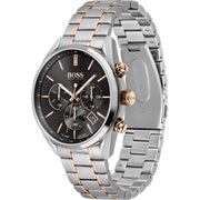 Hugo Boss Grand Prix Chronograph Black Dial Two Tone Steel Strap Watch for Men - 1513473