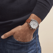 Hugo Boss Champion Chronograph White Dial Brown Leather Strap Watch for Men - 1513879
