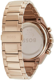 Hugo Boss Classic Chronograph Olive Green Dial Beige Gold Steel Strap Watch For Men - 1514019