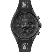 Hugo Boss Distinct Chronograph Black Dial Black Silicone Strap Watch for Men - 1513859
