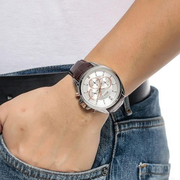 Hugo Boss Driver Quartz Silver Dial Brown Leather Strap Watch For Men - HB1512881