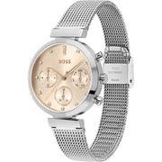 Hugo Boss Flawless Chronograph Pink Dial Silver Mesh Bracelet Watch for Women - 1502625