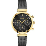 Hugo Boss Flawless Chronograph Black Dial Black Mesh Bracelet Watch for Women - 1502627