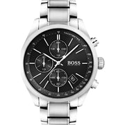 Hugo Boss Grand Prix Chronograph Black Dial Silver Steel Strap Watch for Men - 1513477