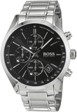 Hugo Boss Grand Prix Chronograph Black Dial Silver Steel Strap Watch for Men - 1513477