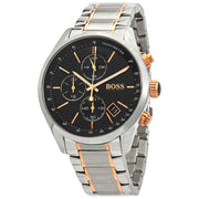 Hugo Boss Grand Prix Chronograph Black Dial Two Tone Steel Strap Watch for Men - 1513473