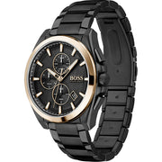 Hugo Boss Grand Prix Chronograph Black Dial Black Steel Strap Watch for Men - 1513578