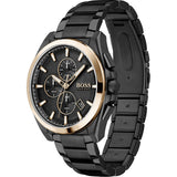 Hugo Boss Grand Prix Chronograph Black Dial Black Steel Strap Watch for Men - 1513578