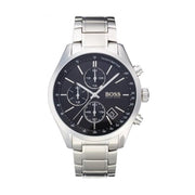Hugo Boss Grand Prix Chronograph Black Dial Silver Steel Strap Watch for Men - 1513477
