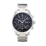 Hugo Boss Grand Prix Chronograph Black Dial Silver Steel Strap Watch for Men - 1513477