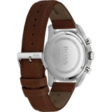 Hugo Boss Skymaster Chronograph White Dial Brown Leather Strap Watch for Men - 1513786