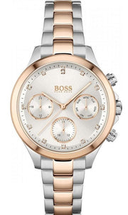 Hugo Boss Hera White Dial Two Tone Steel Strap Watch for Women - 1502564