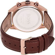 Hugo Boss Grand Prix Chronograph Blue Dial Brown Leather Strap Watch for Men - 1513604