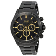 Hugo Boss Ikon Chronograph Black Dial Black Steel Strap Watch for Men - 1513278