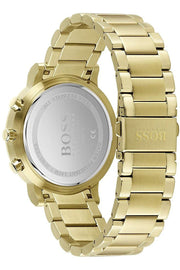 Hugo Boss Integrity Chronograph Black Dial Gold Steel Strap Watch for Men - 1513781