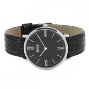 Hugo Boss Jackson Black Dial Black Leather Strap Watch for Men - 1513369