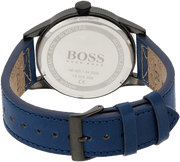 Hugo Boss Grand Prix Chronograph Black Dial Blue Leather Strap Watch for Men - 1513563