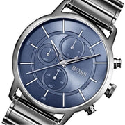 Hugo Boss Architectural Chronograph Blue Dial Grey Steel Strap Watch for Men - 1513574