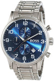 Hugo Boss Aeroliner Chronograph Blue Dial Silver Steel Strap Watch for Men - 1513183