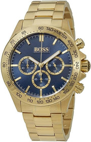 Hugo Boss Ikon Chronograph Blue Dial Gold Steel Strap Watch for Men - 1513340
