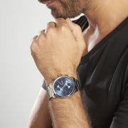 Hugo Boss Skymaster Chronograph Blue Dial Silver Steel Strap Watch for Men - 1513784