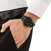 Hugo Boss Blackout Chronograph Black Dial Black Leather Strap Watch For Men - HB1512567