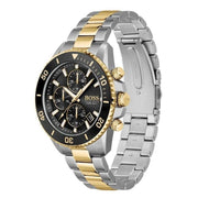 Hugo Boss Admiral Chronograph Black Dial Two Tone Steel Strap Watch for Men - 1513908