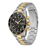 Hugo Boss Admiral Chronograph Black Dial Two Tone Steel Strap Watch for Men - 1513908