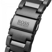 Hugo Boss Globetrotter Chronograph Black Dial Black Steel Strap Watch for Men - 1513825