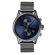 Hugo Boss Jet Chrongraph Blue Dial Gunmetal Grey Mesh Bracelet Watch for Men  - 1513677