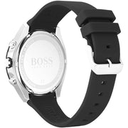 Hugo Boss Velocity Chronograph Black Dial Black Leather Strap Watch for Men - 1513716