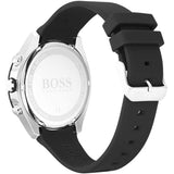 Hugo Boss Velocity Chronograph Black Dial Black Leather Strap Watch for Men - 1513716