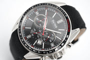 Hugo Boss Driver Chronograph Black Dial Black Leather Strap Watch for Men -1513087