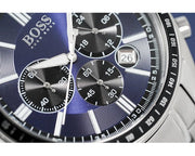 Hugo Boss Driver Chronograph Blue Dial Silver Steel Strap Watch for Men - 1513081