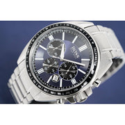 Hugo Boss Driver Chronograph Blue Dial Silver Steel Strap Watch for Men - 1513081