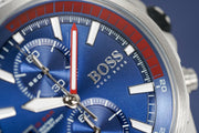 Hugo Boss Globetrotter Chronograph Blue Dial Silver Steel Strap Watch for Men - 1513823