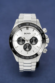 Hugo Boss Ikon Chronograph Silver Dial Silver Steel Strap Watch for Men - 1512964