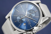Hugo Boss Jet Chronograph Blue Dial Silver Mesh Bracelet Watch for Men - 1513441