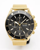 Hugo Boss Ocean Edition Chronograph Black Dial Gold Mesh Bracelet Watch for Men - 1513703