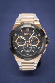 Hugo Boss Supernova Chronograph Black Dial Two Tone Steel Strap Watch for Men - 1513358