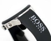 Hugo Boss Velocity Chronograph Black Dial Black Leather Strap Watch for Men - 1513716