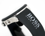 Hugo Boss Velocity Chronograph Black Dial Black Leather Strap Watch for Men - 1513716