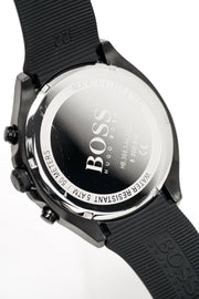 Hugo Boss Velocity Chronograph Black Dial Black Rubber Strap Watch for Men - 1513720