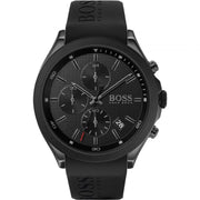 Hugo Boss Velocity Chronograph Black Dial Black Rubber Strap Watch for Men - 1513720